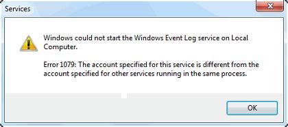 windows 1079 service not starting